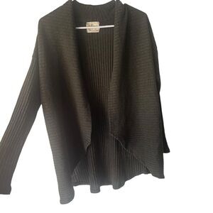 Pen Paper Women's‎ Size Large Green Ribbed Open Front Cardigan Sweater